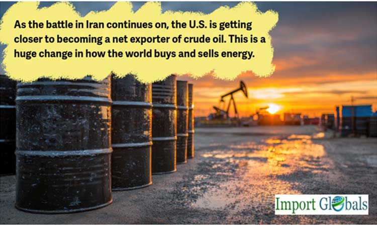 As the Battle in Iran Continues on, the U.s. Is Getting Closer to Becoming a Net Exporter of Crude Oil. This is a Huge Change in How the World Buys and Sells Energy