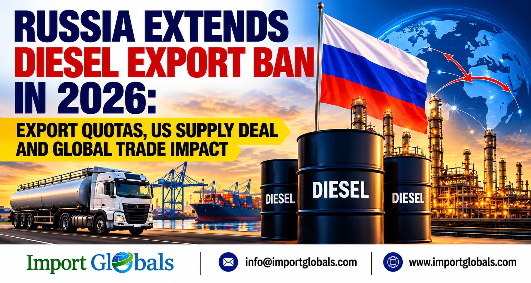 Russia Extends Diesel Export Ban in 2026: Export Quotas, US Supply Deal and Global Trade Impact